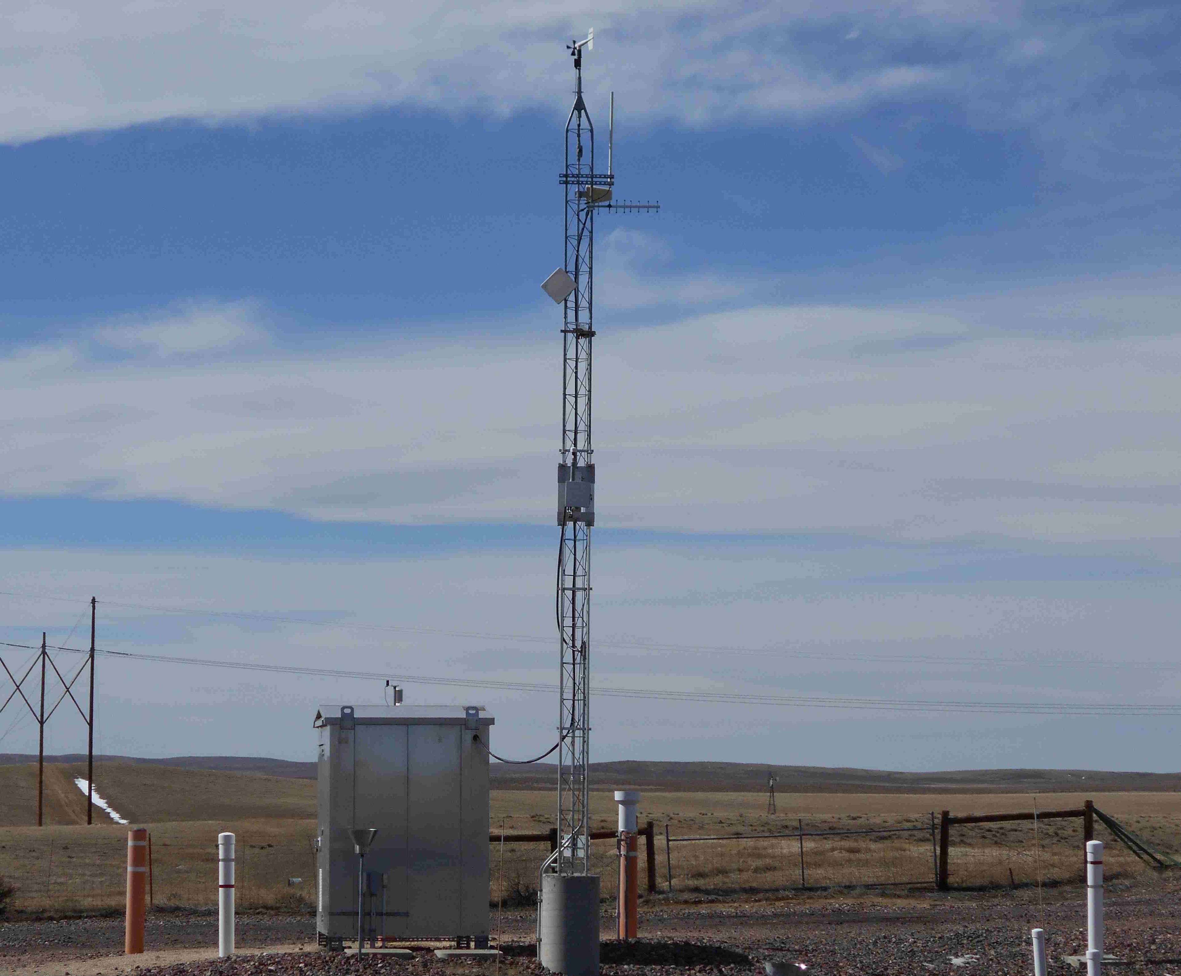 SWA weather station with anemometer and sensors installed in the field