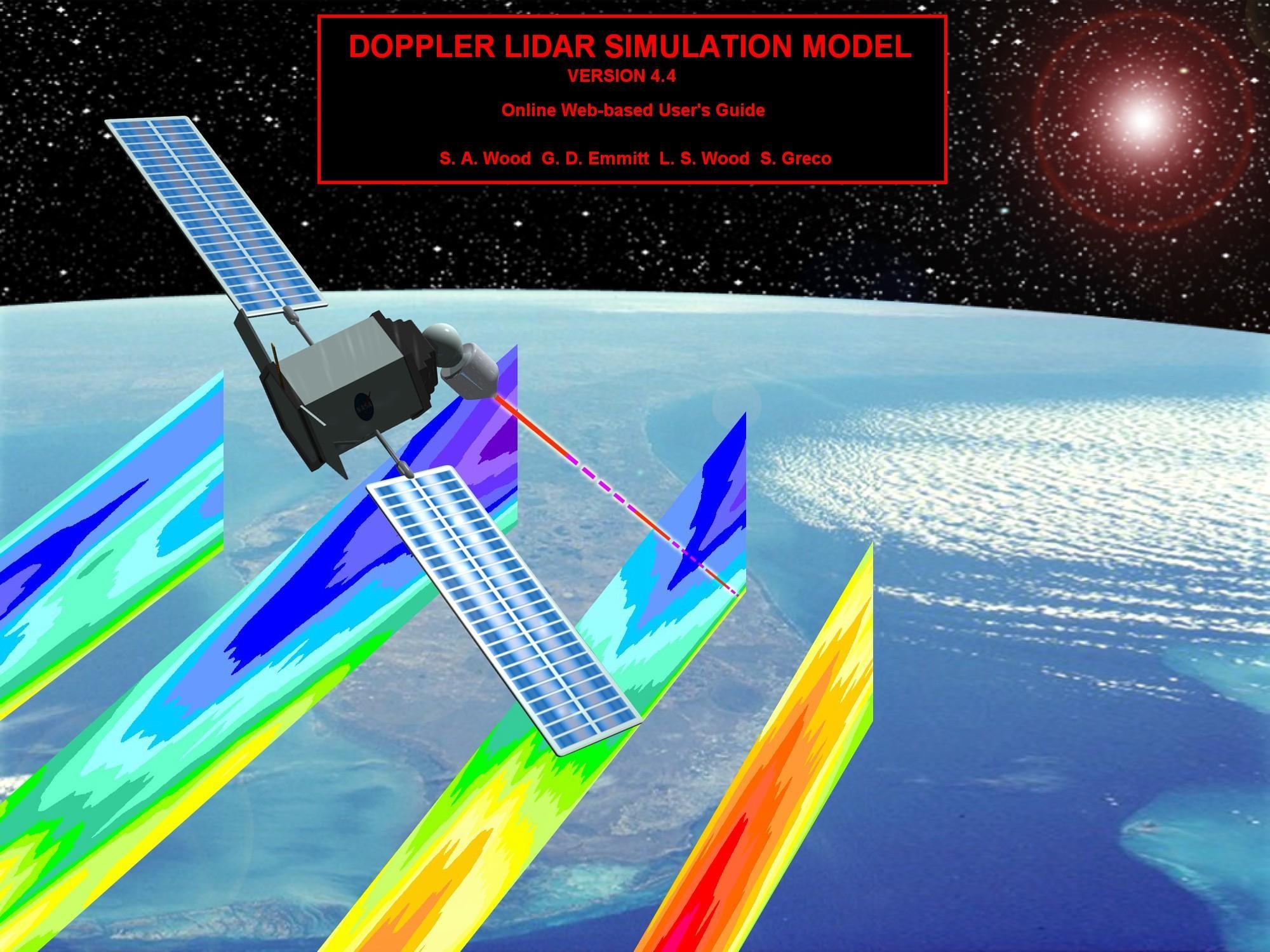Artist's concept of a space-based Doppler wind lidar satellite scanning the atmosphere