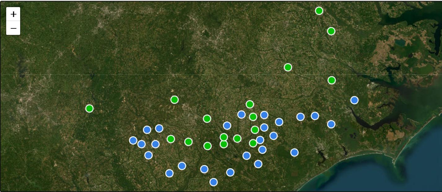 Radar reflectivity map with alert rings around a monitored facility