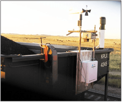 Passive Collector mounted on a loaded coal rail car