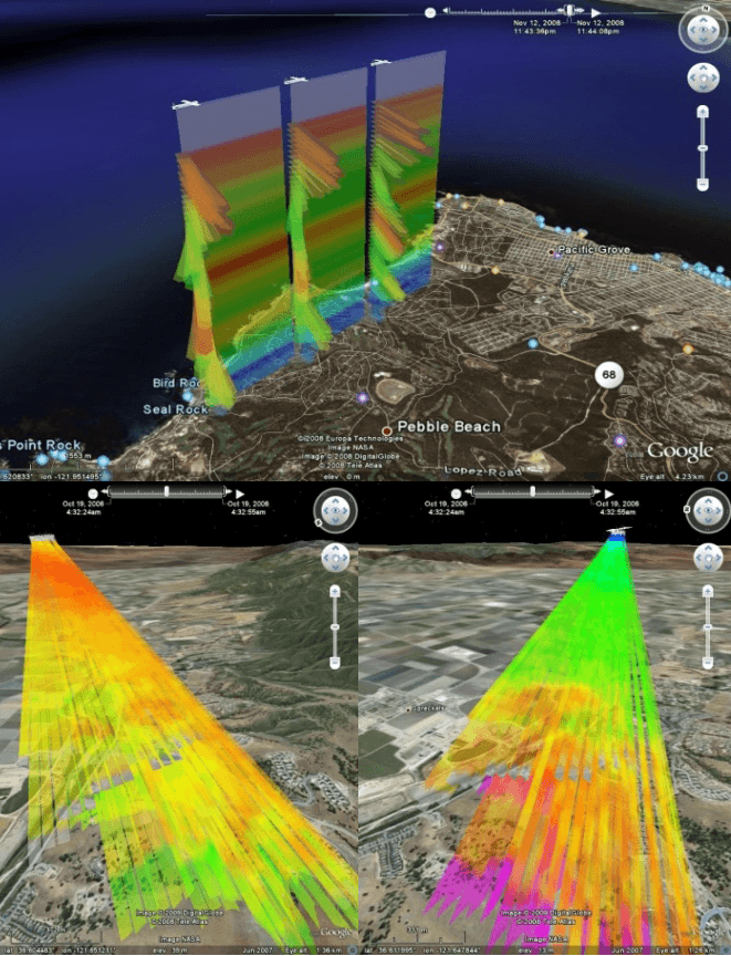 Airborne Doppler wind lidar cross-sections of boundary layer circulations